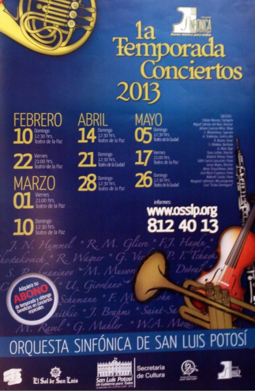 1a Temporada de Conciertos de la OSSLP 2013