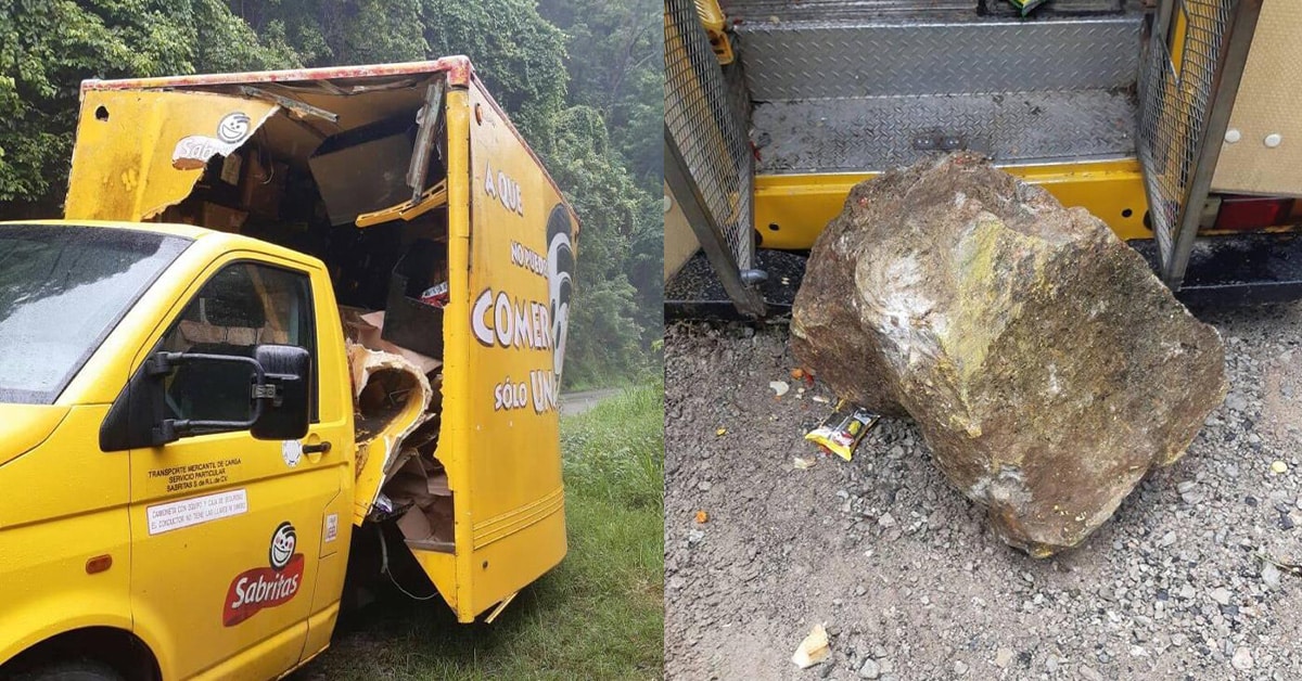 Repartidor De Sabritas Se Salva De Ser Aplastado Por Una Piedra En La