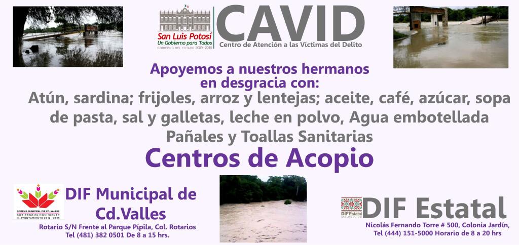 Abren centros de acopio para apoyar a damnificados
