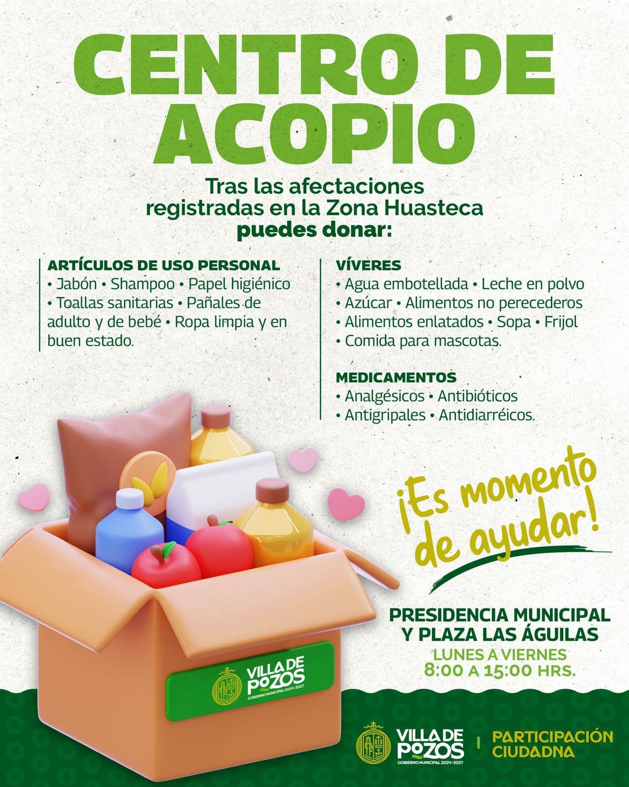 Villa de Pozos mantiene centros de acopio en apoyo a familias de la ...